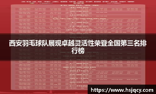 西安羽毛球队展现卓越灵活性荣登全国第三名排行榜